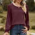 thumbnail image 2 of Timegard Blouse pour Femmes à Œillets Col Rond Manches Longues à Volants Automne Décontractée Confortable Couleur Unie, 2 of 8