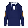 thumbnail image 4 of Dagegui Hooded Sweatshirt for Men 1/4 Zip Up V-Neck Hoodie Stylish Elbow Patch Pullover Fleece Long Sleeve Tops with Pocket Blue S, 4 of 7