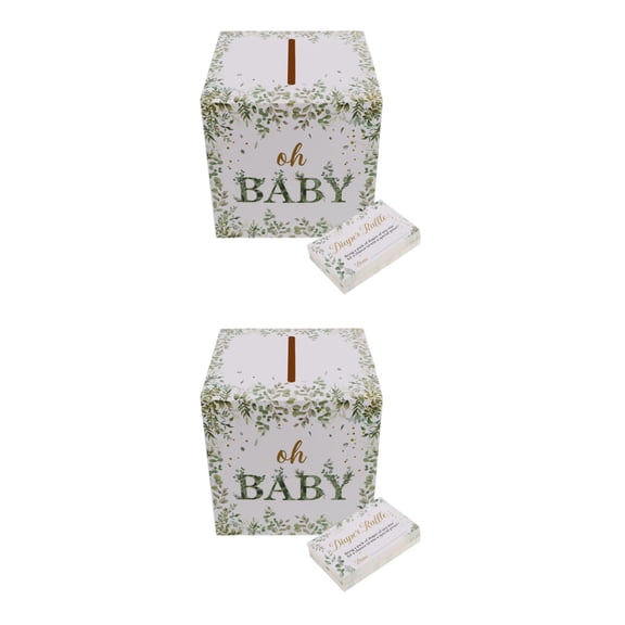 WORGEOUS 2pcs Diaper Raffle Card Box With 50 Baby Shower Cards For Baby Shower Party Decorations Baby Shower Raffle Tickets Boxes Baby Shower Holder Box
