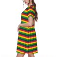 thumbnail image 2 of Fotbe Music Colors 1 Vestido Largo de Moda para Mujer, Vestido Tipo Camiseta con Manga Corta y Estilo Casual a Rayas y Bloques de Color, 2 of 6