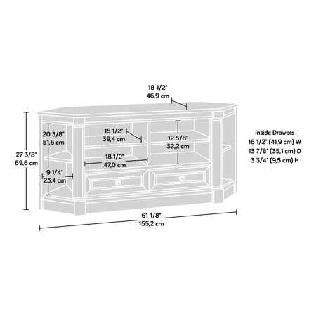 Sauder - Palladia Corner Entertainment Credenza - Split Oak
