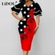 thumbnail image 2 of 2022 Summer Elegant Fashion Oversized Vintage Print V-neck Double Layer Flare Sleeve Pencil Dress Women Party Bodycon DressesXXL Gao Jinjia LED, 2 of 2
