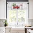 thumbnail image 3 of Merry Christmas Winter Kitchen Curtains and Valances Set, Cow Red Truck Tree Gray Wood Grain Rod Pocket Window Valance Window Curtain Panels for Living Room Bedroom Laundry, 27.5x36in, 3 Pieces, 3 of 7