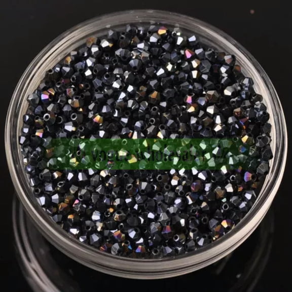 U8MO 500pc 3mm Bicone Faceted Crystal Glass Loose Spacer Beads lot for Jewelry Making-Half Black AB