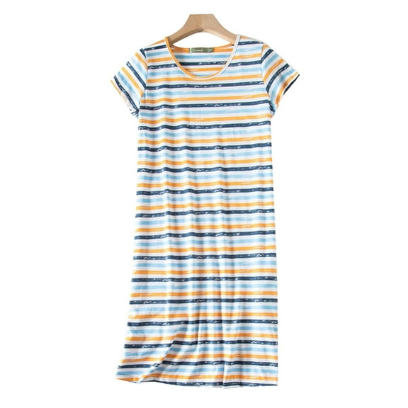 Lxkfashion Sales Under $10 Nightgowns for Women Cotton Night Shirts Short Sleeve Night Gown Dress Casual Pajamas Soft Sleepwear