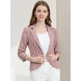 thumbnail image 3 of Blazer De Solapa Con Muescas Y Mangas 3/4 A Rayas Para Mujer Loto S, 3 of 6