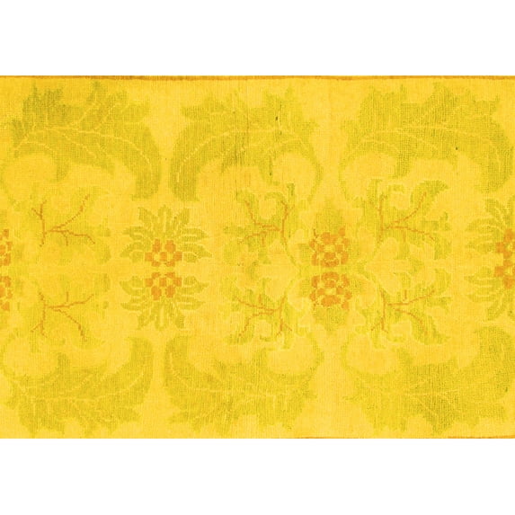 Ahgly Company Machine Washable Indoor Rectangle Abstract Yellow Modern Area Rugs, 8' x 12'