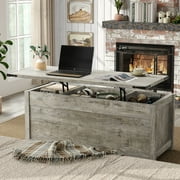 Furnihold Lift Top Coffee Table with Storage 47.3''W Farmhouse Coffee Table with Sliding Barn Door, Modern Rectangular Wood Table for Home, Office, Rustic Gray