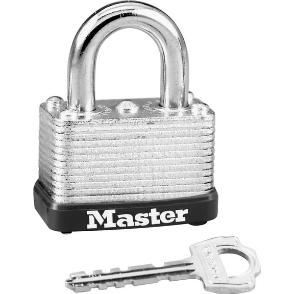 Master Lock Warded Padlock Keyed Different - 0.25" Shackle Diameter - Cut Resistant, Dirt Resistant - Steel Shackle, Laminated Steel - Silver - 1 Each