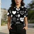 thumbnail image 5 of Stamzod Valentines Couple Shirts Men Women Summer Short Sleeve Button Up Shirt Men Lover Heart Casual Shirts Black XXXL, 5 of 6