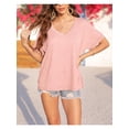 thumbnail image 5 of Women's Oversized V-Neck T-Shirts Summer Casual Loose Fit Short Sleeve Top Tees, 5 of 6