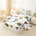 thumbnail image 2 of Metsweet Animal Dinosaur Twin Sheets 3pcs, Jungle Wildlife Bedding, Green Brown Gray,1 Fitted Sheet, 1 Flat Sheet and 1 Pillowcase, 2 of 5