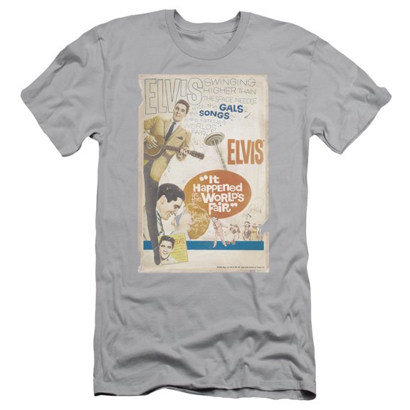 Elvis Presley World Fair Poster S/S Adult 30/1 T-Shirt Silver