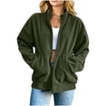 thumbnail image 2 of TGSLY Corduroy Sweatshirt for Women Casual Full Zip Front Long Sleeve Jacket Oversized Fit Stand Collar Solid Color Fall Coat with Pockets S, 2 of 8