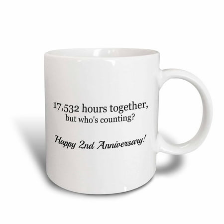 3dRose Happy 2nd Anniversary - 17532 hours together - Ceramic Mug,