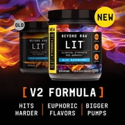 BEYOND RAW LIT V2 Clinical Strength Pre Workout Powder, Hits Harder, Bigger Pumps, Caffeine, L-Citrulline, Creatine, Blue Raspberry, 30 Servings
