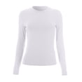 thumbnail image 4 of Gubotare Womens Mesh Tops Lace Long Sleeve Shirts Crewneck Slim Fitted Outfits See Through Blouses Professional Tops for Women (White,XL), 4 of 5