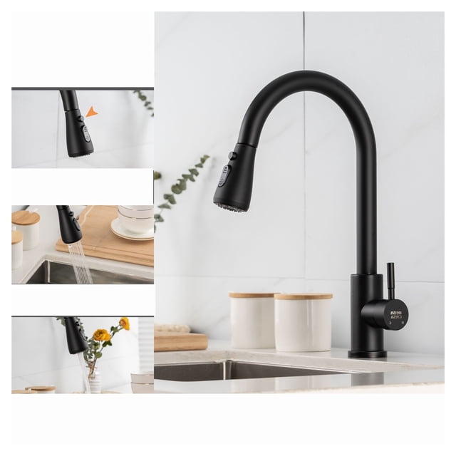 Kitchen Faucets Brushed Nickel Pull Out Kitchen Sink Water Tap Mixer 360 Rotation Stream Sprayer Head Hot Cold Taps For Kitchen ,Effortless Installation