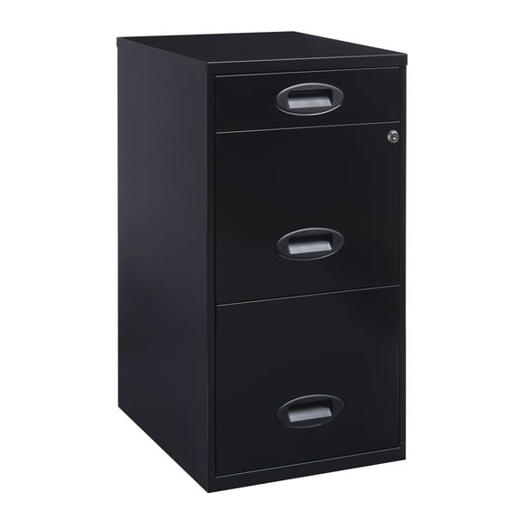 Space Solutions 3 Drawer Letter Width Vertical File Cabinet with Pencil Drawer, Black