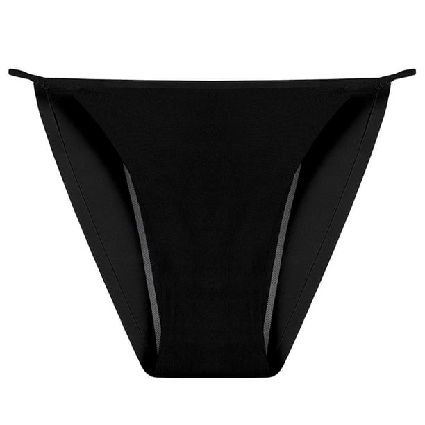 Gibobby Pantaleta de encaje para mujer Calzoncillos de tanga fisiológico menstrual sin costuras de seda de hielo grande a de fugas de cuatro capas para mujer(Negro,X-CH)