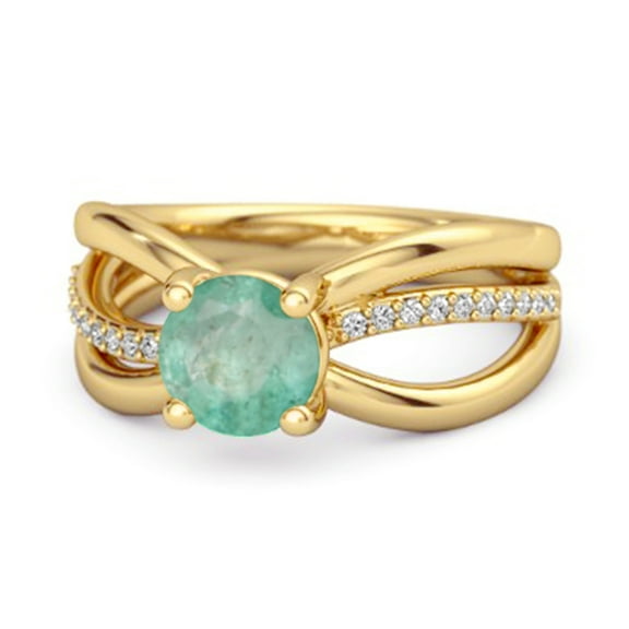 Stackable 3 Band 925 Sterling Silver Gold Vermeil 0.25 Ctw Emerald Women Valentines Day Gifts Ring