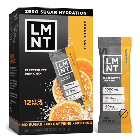 LMNT Zero Sugar Electrolyte Drink Mix - Orange - 12 Count