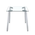thumbnail image 3 of Glass Dining Table - 51" Rectangular, Seats 4, Tempered Glass Top & Silver Metal Legs, Clear/Silver, for Kitchen/Home Office Use, 3 of 6