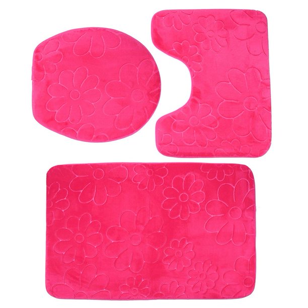 Wdftyju 3 unids/set alfombrilla de baño en relieve franela cojín de suelo cubierta de asiento de inodoro (E) Wdftyju 1lz9ck6rb1ek2cp2D05