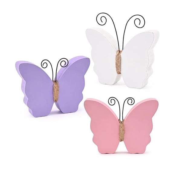 Set of 3 Wooden Spring Decoration Cute Statue Lovely Farmhouse Figurine,Stand Independently,3D Hanging & Tabletop Decor for Home & Easter