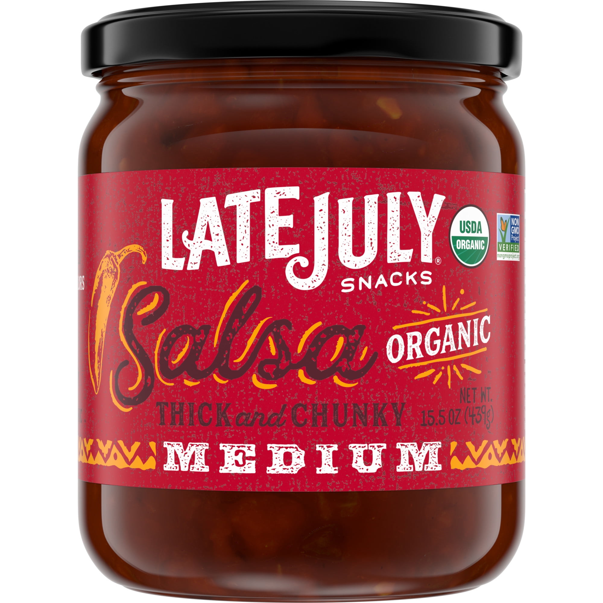 Late July Snacks Organic Salsa, Medium Thick and Chunky, 15.5 oz. Jar