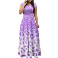 thumbnail image 2 of Robes pour Femmes 2024 Été Oversize Col Rond Manches Courtes Imprimé Quotidien Décontracté Vintage Bohème Maxi Robe 50 % de Réduction Liquidation!, 2 of 5