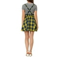 thumbnail image 4 of Allegra K Women's Tartan Plaid Button Decor Skater Mini Suspender Skirts, 4 of 9