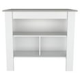thumbnail image 5 of Knubmt Kitchen Island with 3 Open Shelves, Wood Island Table for Living Room, Dining Room, Kitchen, White + Light Gray, 5 of 9