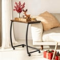 thumbnail image 4 of Sofa Table + C-Shaped Dark Walnut – Rolling Side Table with Rustic Design, Multi-Purpose Coffee and Snack Table, Compact for Living Room, Bedroom, Small Spaces, 4 of 5