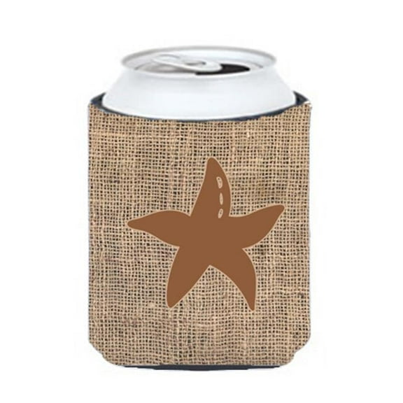 Starfish Burlap And Brown Can Or Bottle Hugger