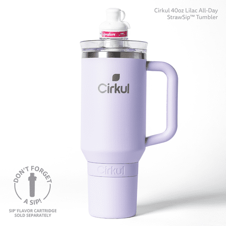 Cirkul 40oz All-Day StrawSip Double-Wall Insulated Stainless Steel Tumbler with Handle, Lilac (Light Purple)