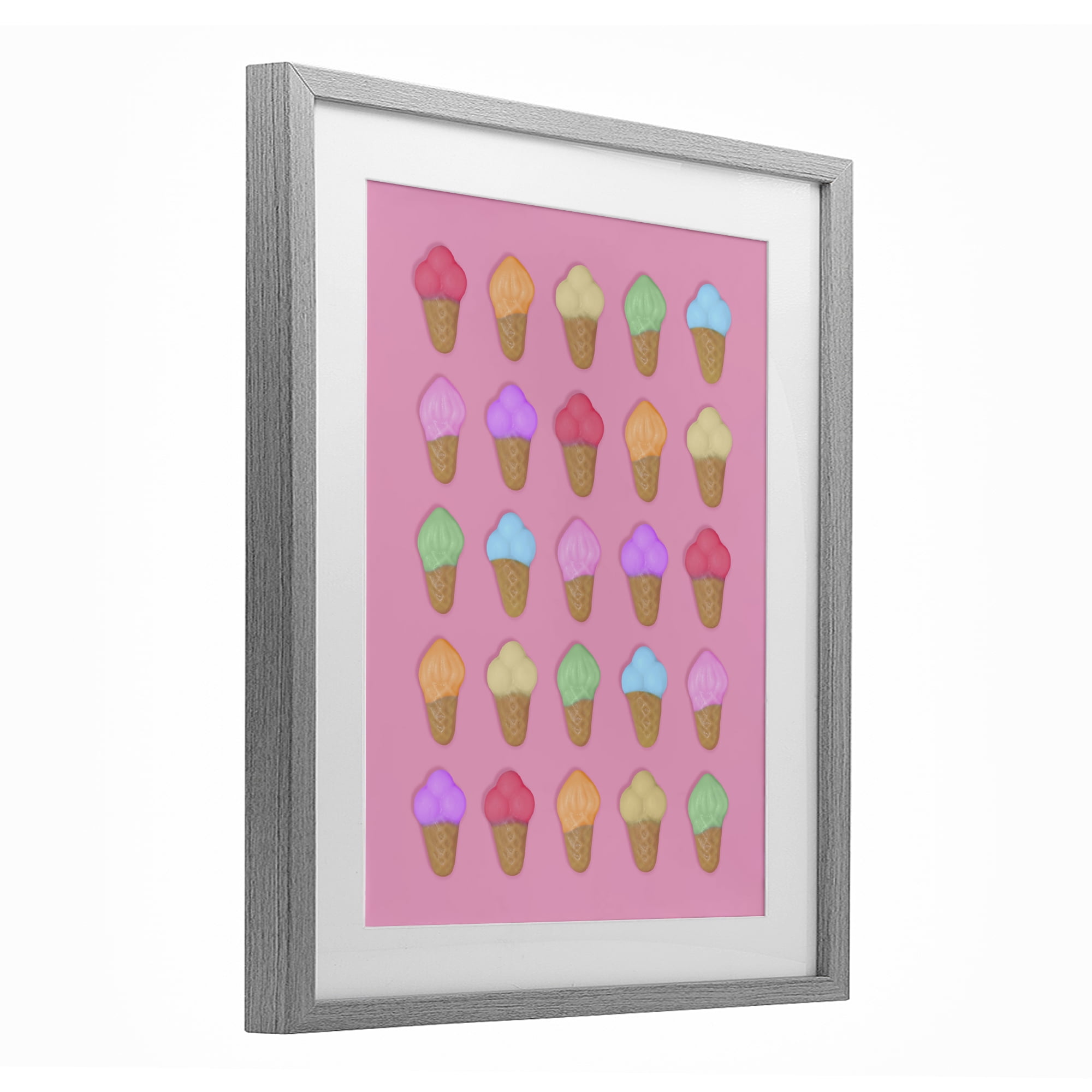 Stupell Industries Ice Cream Candies on Pink Gray Framed Print Under Glass, design by LISH Creative