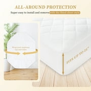 Quilted Fitted Twin Mattress Pad Cover, Waterproof Mattress Protector, Deep Pocket Elastic Fits Up to 18, Breathable Soft Alternative Filling Mattress Pad