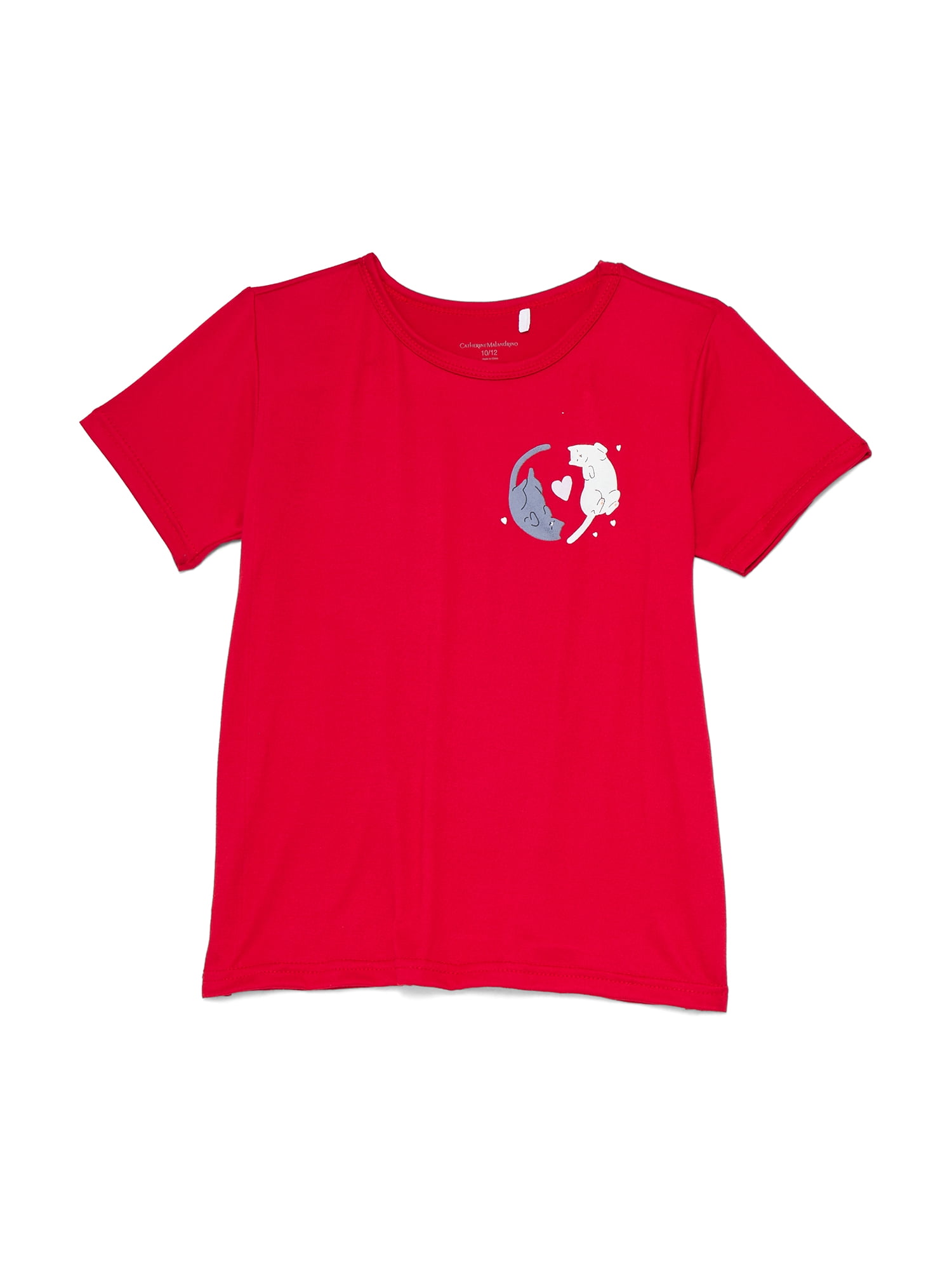 Catherne Malandrino Girls Short Sleeve Top, Pant and Shorts with Bonus Scrunchie 4-Piece Pajama Set, Sizes 4-16