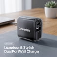 thumbnail image 3 of Powertek Frosty 20W USB-C PD + USB-A Dual Port Wall Charger, Black, 3 of 7
