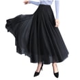 thumbnail image 4 of RYDCOT Women's Pleated Midi Skirt Summer Solid Color High Waisted Flowy A Line Swing Casual Skirts Black, 4 of 6
