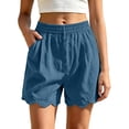 thumbnail image 2 of Women's Soft Cotton Elastic Waistband Shorts with Pockets, Pull On Casual Summer Bottoms with Relaxed Fit, Comfortable Everyday Shorts with Tummy Control for Active Walking,, 2 of 7