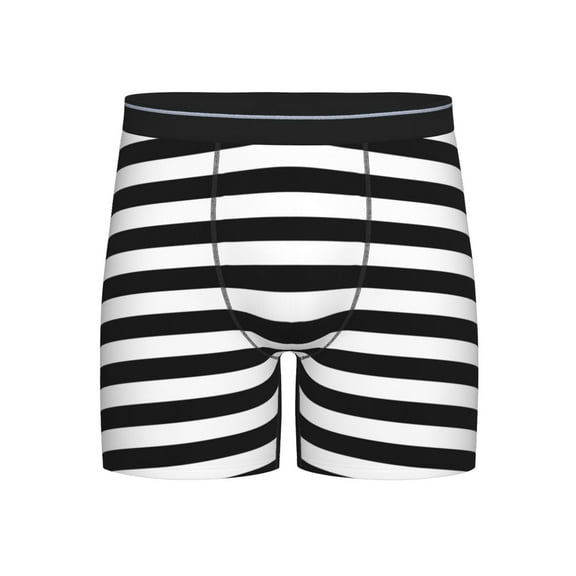 Men Black And White Stripe Boxer Briefs Novelty Boxer Shorts Underwear No Fly