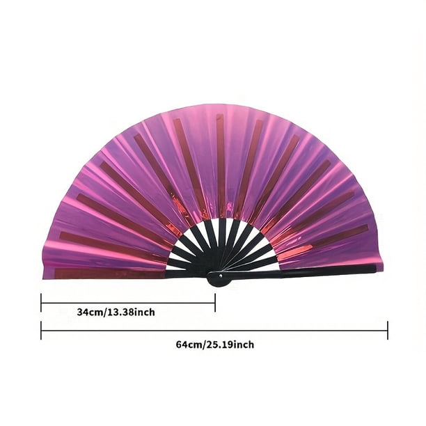 pstuiky Abanico de danza portátil, ventilador de PVC colorido, ventilador plegable de tela reflectante de 13 pulgadas