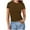 Brown, variant on fatyb Women's Basic T Shirts Ribbed High Neck Slim Tee Shirts Short Sleeve Casual Solid Color Tshirts