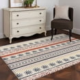 thumbnail image 3 of Indian Geometric 3x5 Area Rugs for Living Room, Lines Dots Sun Hand Drawn Overlay Non Slip Floor Mat Washable Low-Profile Indoor Carpet for Bedroom, Dining Room, Bathroom, 3 of 9