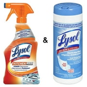Lysol Antibacterial Kitchen Cleaner and Lysol Disinfecting Wipes Spring Waterfall 35 Count