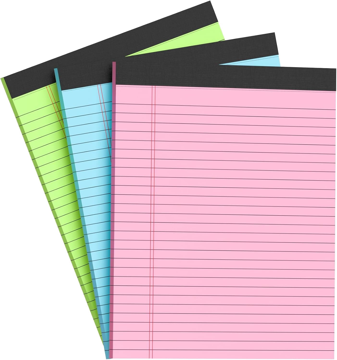 AllWays Plaza Blue Legal Pad Note Pads 8.5 x 11 inch, Wide Ruled Clear Print Writing Pads 30 Sheets/Pad, 20lb Colored Paper, Perforated Notepad with Sturdy Back (3 Pads Blue)