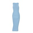 thumbnail image 4 of VISgogo Vestido de tubo de punto para mujer, Adultos Verano Sin mangas Color sólido Cuello redondo Una pieza VISgogo moda, 4 of 5