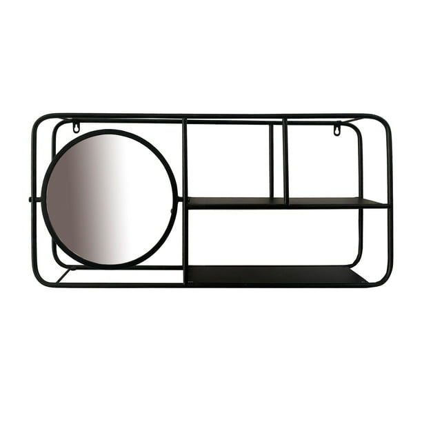Metal. Estante de pared de 29 "l con espejo, negro Sagebrook Home 16926